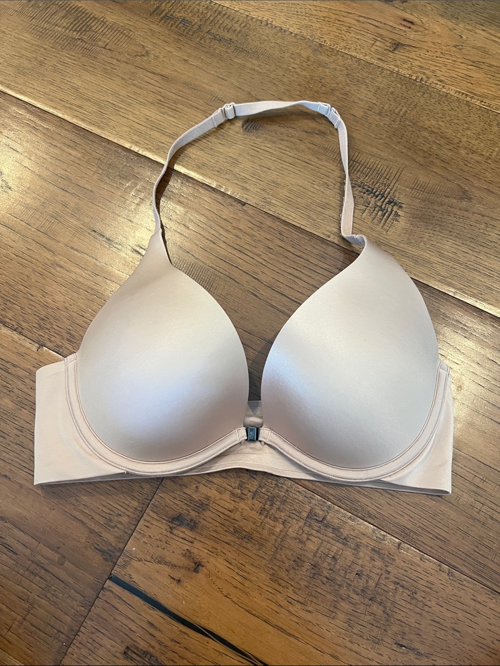 Plunge Push Up Halter Bra - Nude